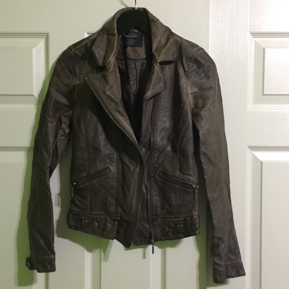 Zara faux leather crop moto jacket